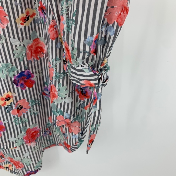Sanctuary XS top blouse button front floral stripe - Picture 3 of 6